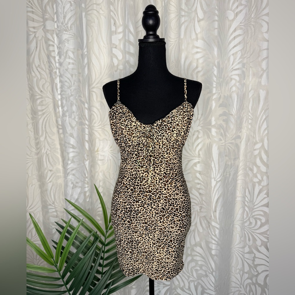 SHEIN Leopard Print Mini Dress with Spaghetti Straps